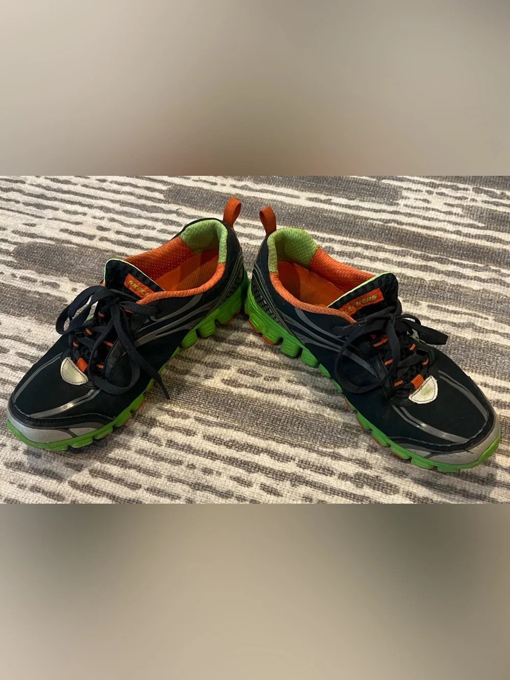 Skechers BlueSneakers with Neon Green & Orange Accents